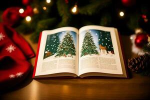 caprichoso cuentos personalizado Navidad libros de historia para un mágico día festivo. ai generado. foto