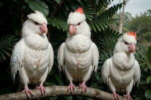Vibrant Collection of Wild Cockatoos. AI Generated. photo