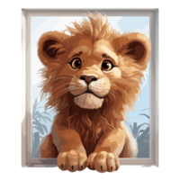 Cute baby Lion on transparent background png