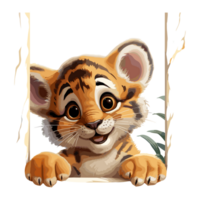 söt bebis tiger på transparent bakgrund png