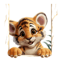 Cute baby Tiger on transparent background png