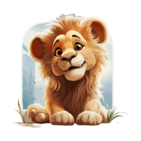 mignonne bébé Lion sur transparent Contexte png