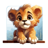 linda bebé león en transparente antecedentes png