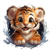 Cute baby Tiger on transparent background png