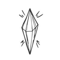 vector line drawing in doodle style. crystals. isolated on white background simple drawing of crystal, mineral.