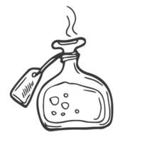 Vector hand drawn flask with magic potion outline doodle icon. Flask with magic potion sketch illustration for print, web, mobile and infographics isolated on white background.