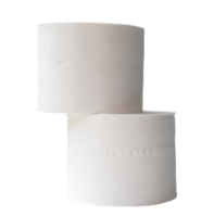 Two rolls of white tissue paper or napkin is stack isolated with clipping path in png file format