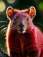vibrante fauna silvestre rojo mamífero en maravilloso atuendo. ai generado. foto