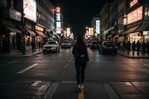 urbano Odisea explorador el vibrante calles de el ciudad. ai generado. foto