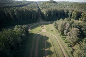 Restoring Nature Eco Lens Aerial View of Reforestation Project. AI Generated. photo