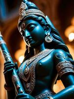 The Divine Melody Capturing the Essence of an Indian Flute Statue. AI Generated. photo