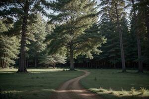 Serenity in Nature The Majestic Beauty of a Tree in a Serene Forest. AI Generated. photo