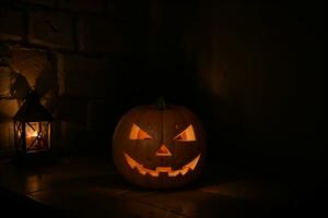 Enigmatic Glow Unveiling the Mystery of Jack o Lantern. AI Generated. photo
