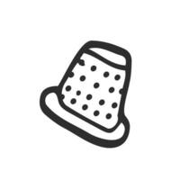 Hand drawn thimble for sewing isolated on a white background. Doodle, illustration in a simple flat style. It can be used for decoration of textile, paper and other surfaces. vector