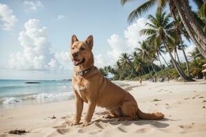 Paradise Unleashed A Dog s Dream Vacation in Hawaii. AI Generated. photo