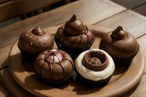 Tempting Delights An Assortment of Chocolates on a Table. AI Generated. photo