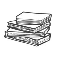 Stack of books sketch in doodle style isolated on white background vector