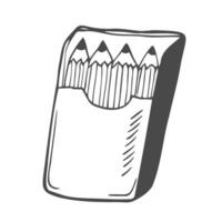 caja con color Lápices espalda a colegio icono. vector ilustración