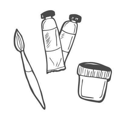 painting tools and paints doodle sketch
