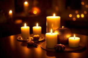 Embrace the Warmth Nutmeg Scented Candles for a Cozy Atmosphere. AI Generated. photo