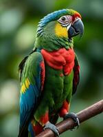 Wings of Majesty Captivating Wildlife Portrait of a Parrot. AI Generated. photo