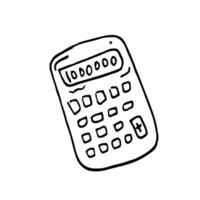 Doodle icon calculator, calculating machine. Vector hand drawn illustration