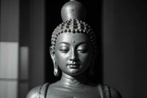 Divine Buddha Statue Serenity in Intricate Details. AI Generated. photo