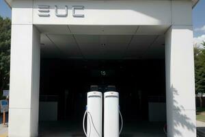 Powering the Future A Glimpse into Electric Car Charging Stations. AI Generated. photo