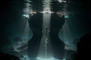 Unveiling the Enigmatic Wonders of the Deep Sea Through Captivating Underwater Photography. AI Generated. photo