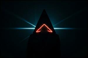 Neon Lights Creating a Triangular Glow. AI Generated. photo