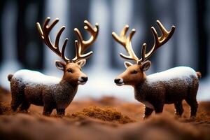 Majestic Reindeer Figurines A Captivating Display of Nature s Beauty. AI Generated. photo