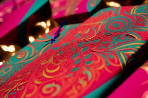 Exquisite Gift Tags Intricate Patterns and Vibrant Colors. AI Generated. photo