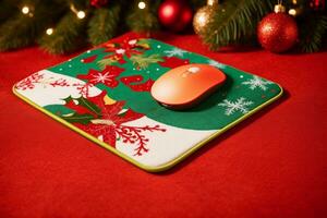 Festive Christmas Mouse Pads with Vibrant Colors. AI Generated. photo