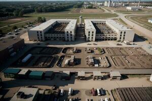 Efficient Recycling Aerial View of a Plant in Action. AI Generated. photo