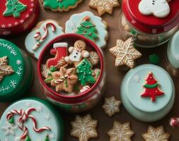 Festive Cookie Jars Delicious Holiday Delights. AI Generated. photo