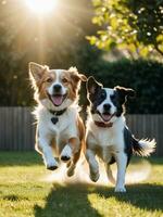 juguetón patas capturar el adorable energía de un perro embalar. ai generado. foto