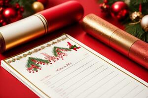 Festive and Stylish Christmas Stationery for Holiday Correspondence. AI Generated. photo
