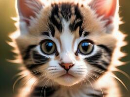 Fearlessly Cute A Captivating Portrait of a Kitten s Playful Innocence. AI Generated. photo