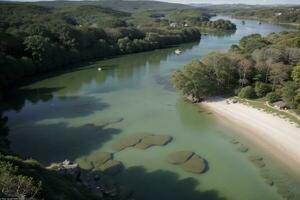 Captivating Aerial View of Crystal Clear Springs. AI Generated. photo