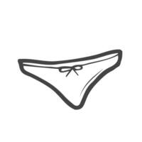 Contour doodle female panties with ruffles and lace, cute hand drawn lingerie illustration isolated on white background. vector
