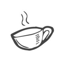 ilustración de línea dibujada a mano de doodle de vector de taza de té o café