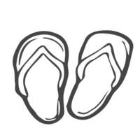 Vector hand drawn doodle black sketch beach slippers isolated on white background