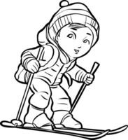 skier boy sport winter athlete vector