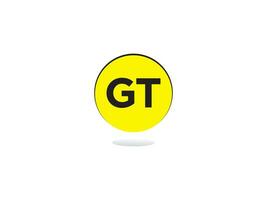 Yellow Color Gt Logo, Initial GT Letter Logo Icon Vector