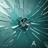 Ai generated content. Shattered Reality Broken Glass in Closeup photo