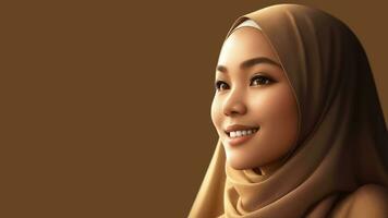 Beautiful woman wearing hijab. AI Generative photo