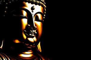 Buddha statue on black background. AI Generative photo