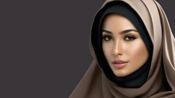Beautiful woman wearing hijab. AI Generative photo