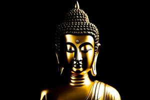 Buddha statue on black background. AI Generative photo