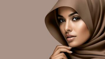 Beautiful woman wearing hijab. AI Generative photo